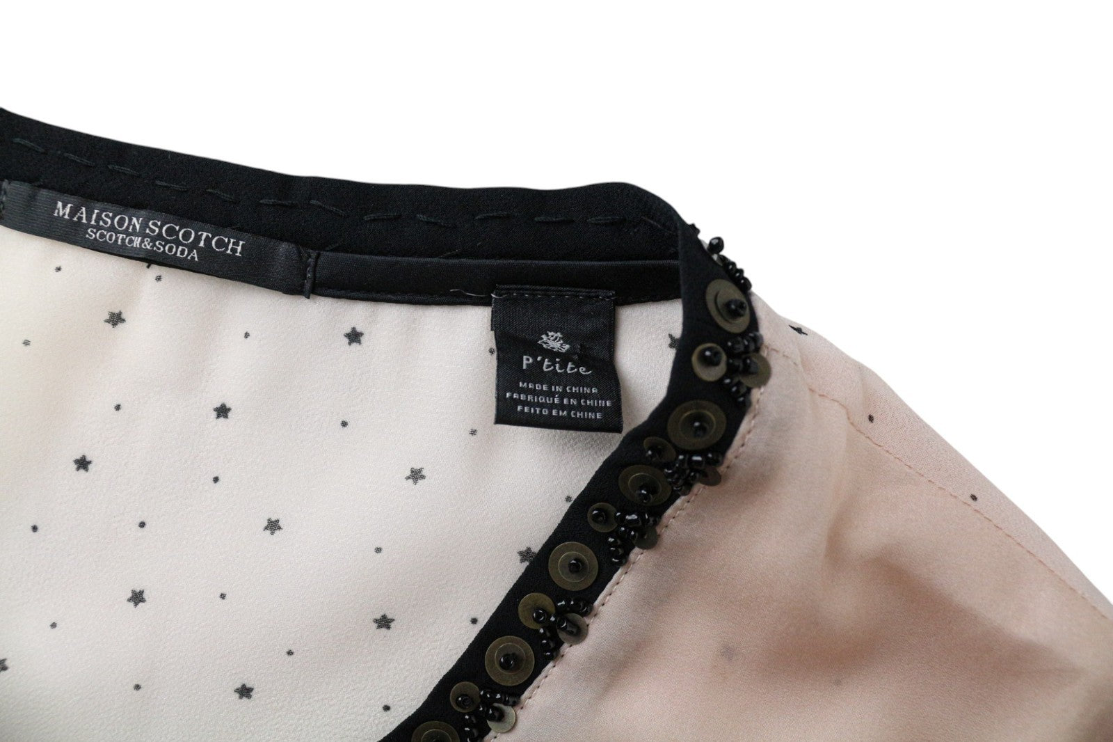 MAISON SCOTCH Women's T-Shirt XS Pink Logo Lightweight Patterned Pullover