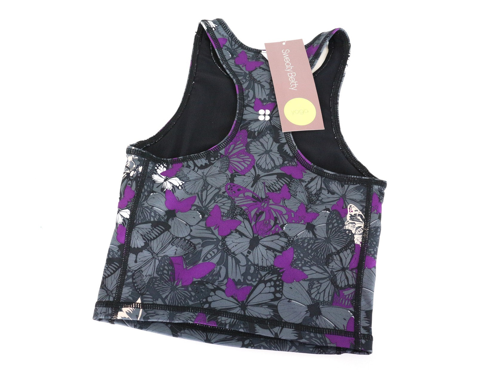 SWEATY BETTY Chakra Yoga Top Grey 2XS WomenS Sleeveless Pattern Stretch Summer