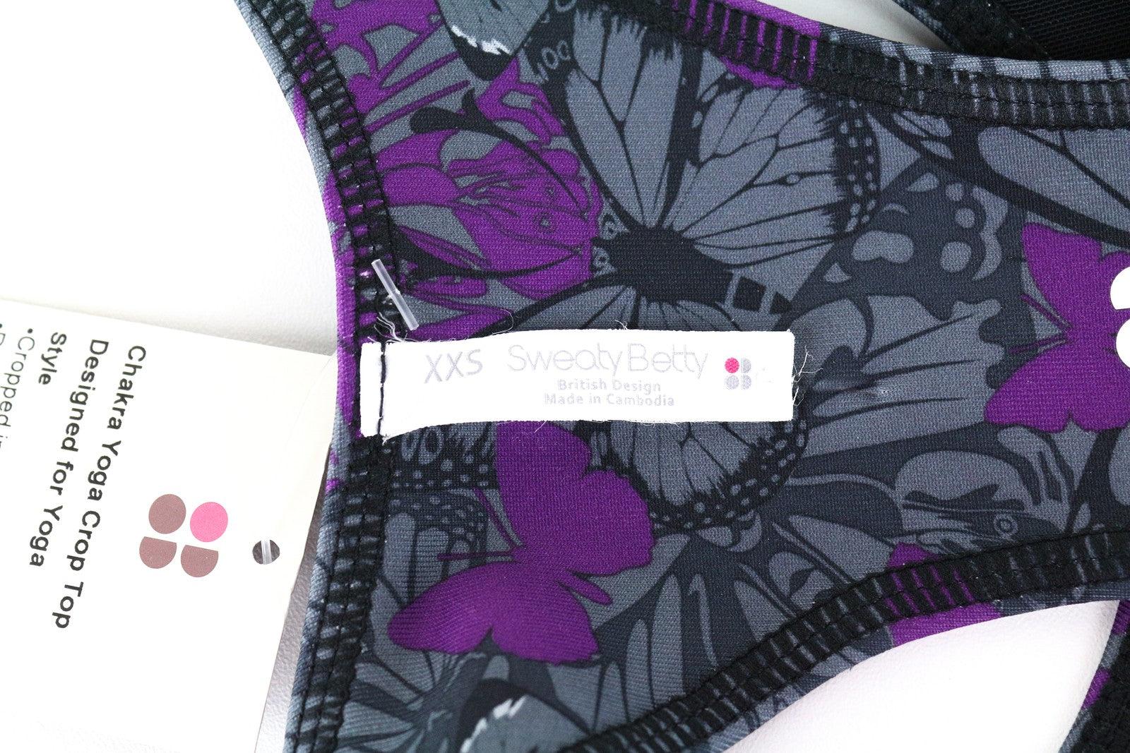 SWEATY BETTY Chakra Yoga Top Grey 2XS WomenS Sleeveless Pattern Stretch Summer