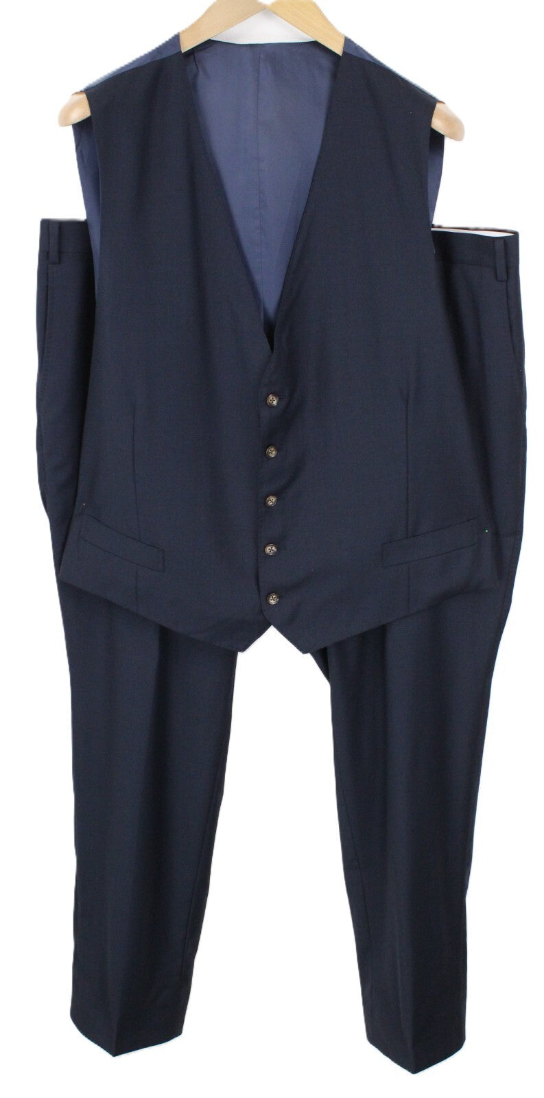 SUITSUPPLY Lazio UK50S Navy Wool 2Pc Waistcoat & Pants Suit Set for Men`S Button