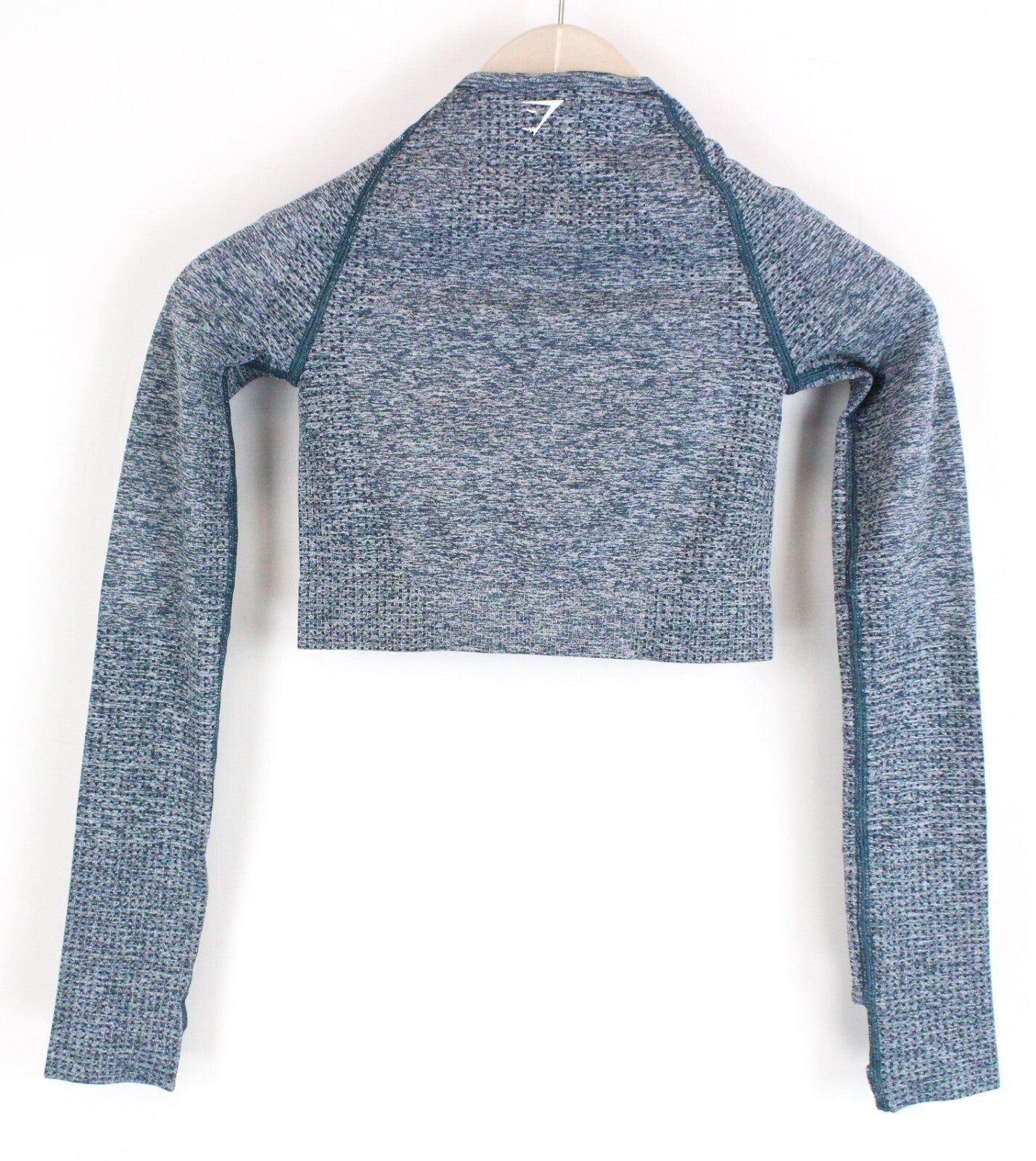 GYMSHARK Vital Women T-Shirt XS Blue Grey Long Sleeve Crop Stretch Activewear