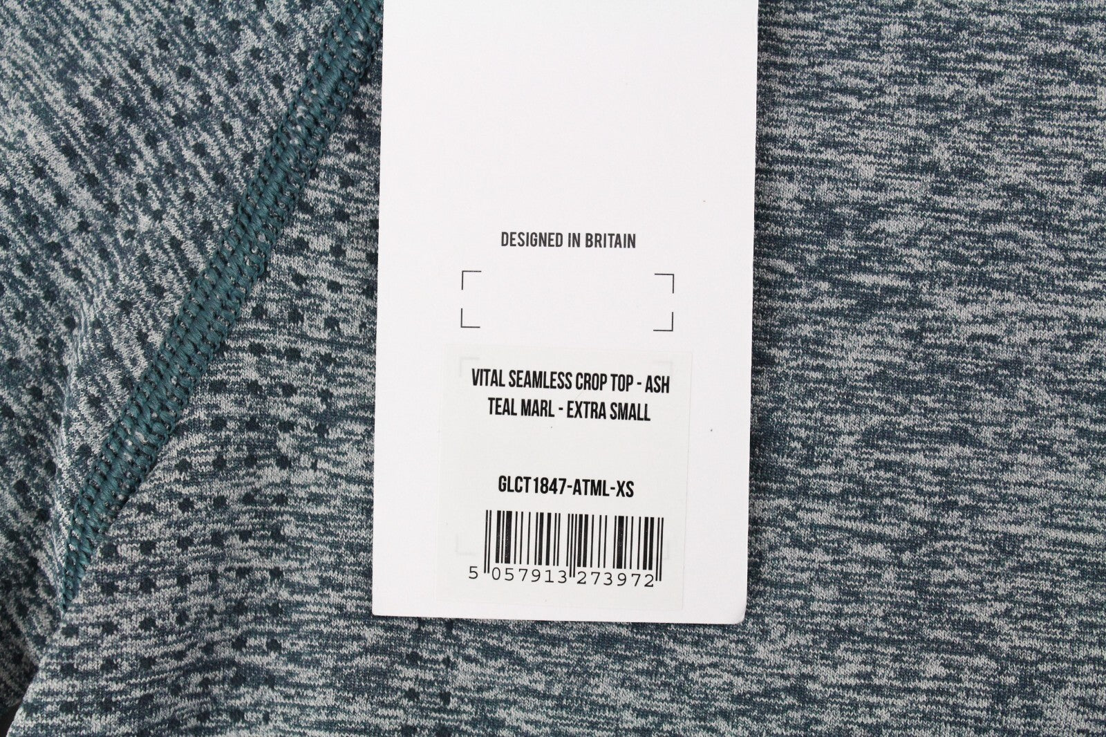 GYMSHARK Vital Women T-Shirt XS Blue Grey Long Sleeve Crop Stretch Activewear