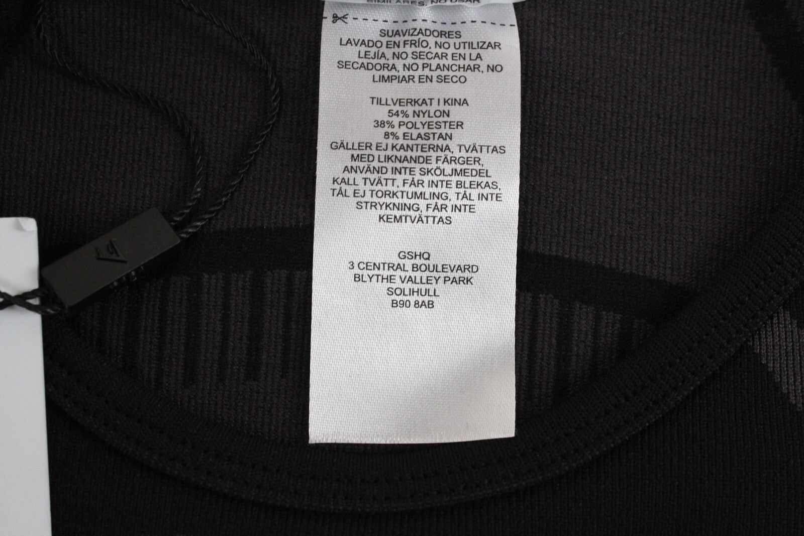 GYMSHARK Geo Women T-Shirt XS Black Long Sleeve Cropped Stretch Activewear