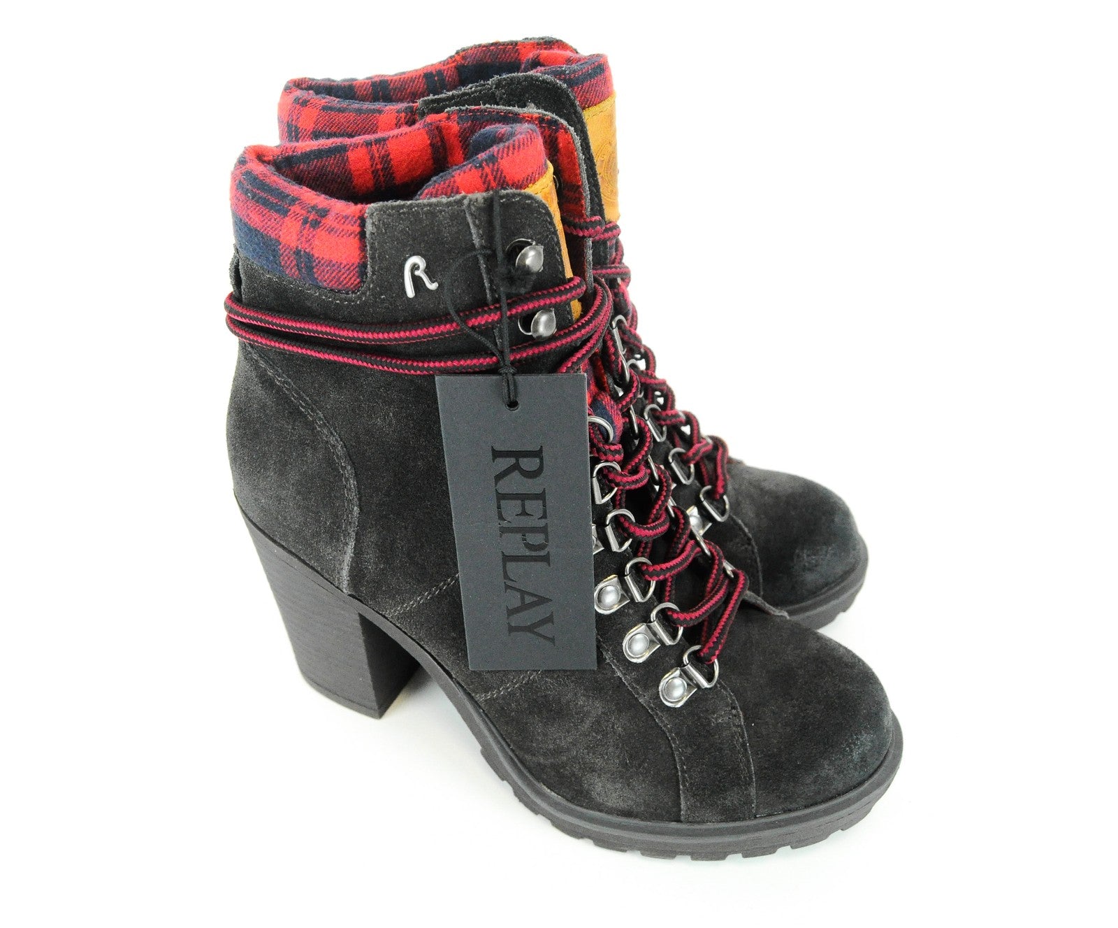 REPLAY Womens Heels Boots EU36 Brown Suede Lace Casual Heel Footwear