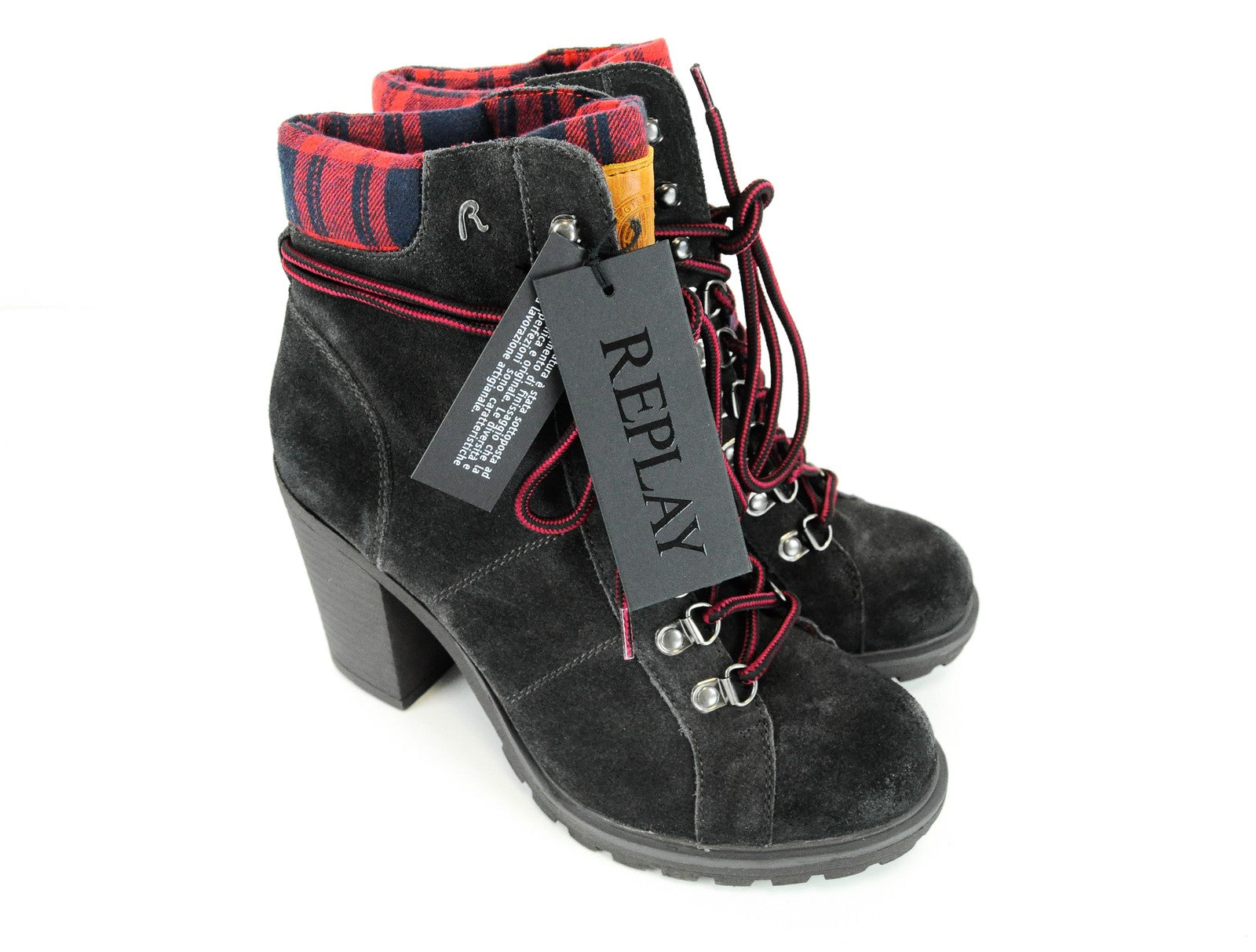 REPLAY Womens Boots EU40 Brown Suede Lace Ankle Heels Casual Footwear