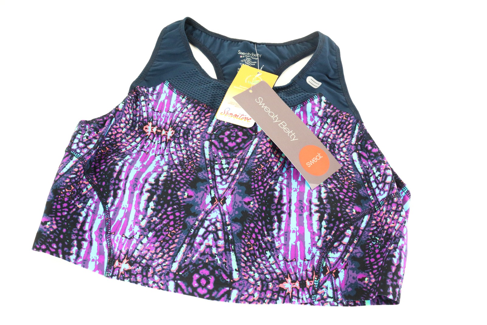 SWEATY BETTY Run Tank Women`s Top L Purple Stretch Supportive Sleeveless