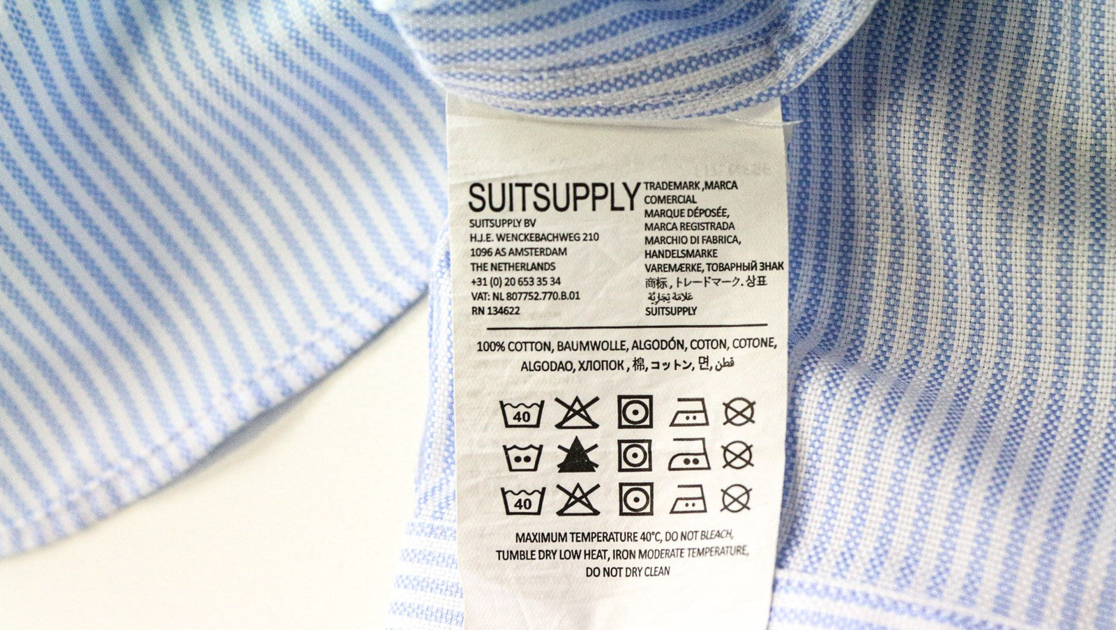 SUITSUPPLY Try On Extra Slim Fit Men Formal Shirt 38L / 15L Blue Pinstriped