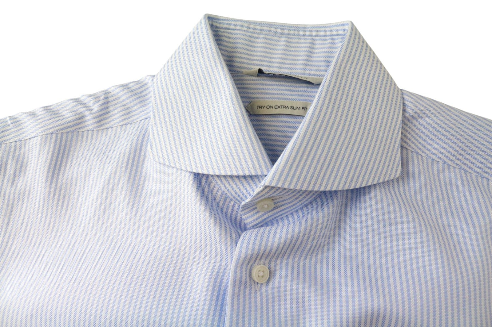 SUITSUPPLY Try On Extra Slim Fit Men Formal Shirt 38 / 15 Blue Pinstripe Button