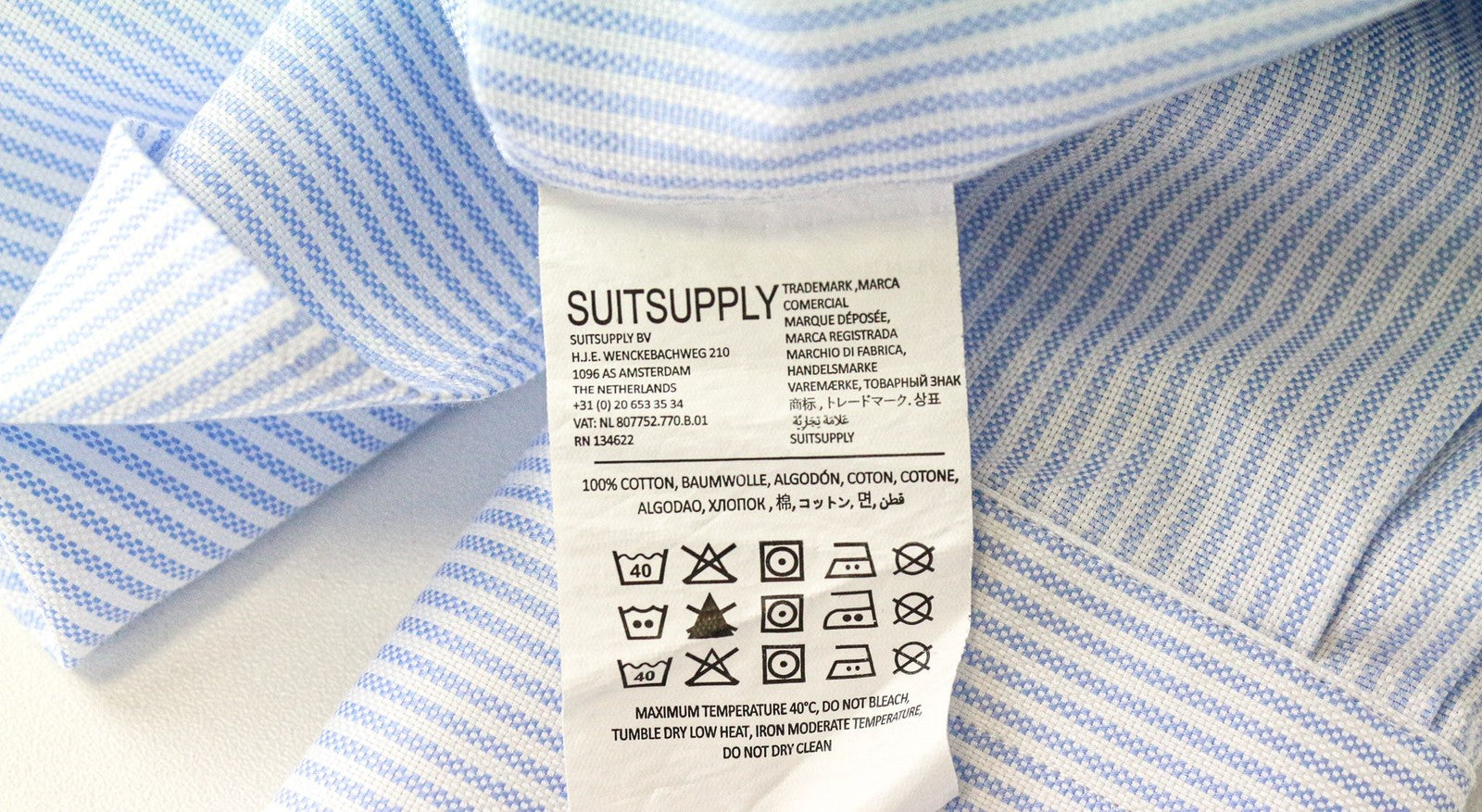 SUITSUPPLY Try On Extra Slim Fit Men Formal Shirt 38 / 15 Blue Pinstripe Button