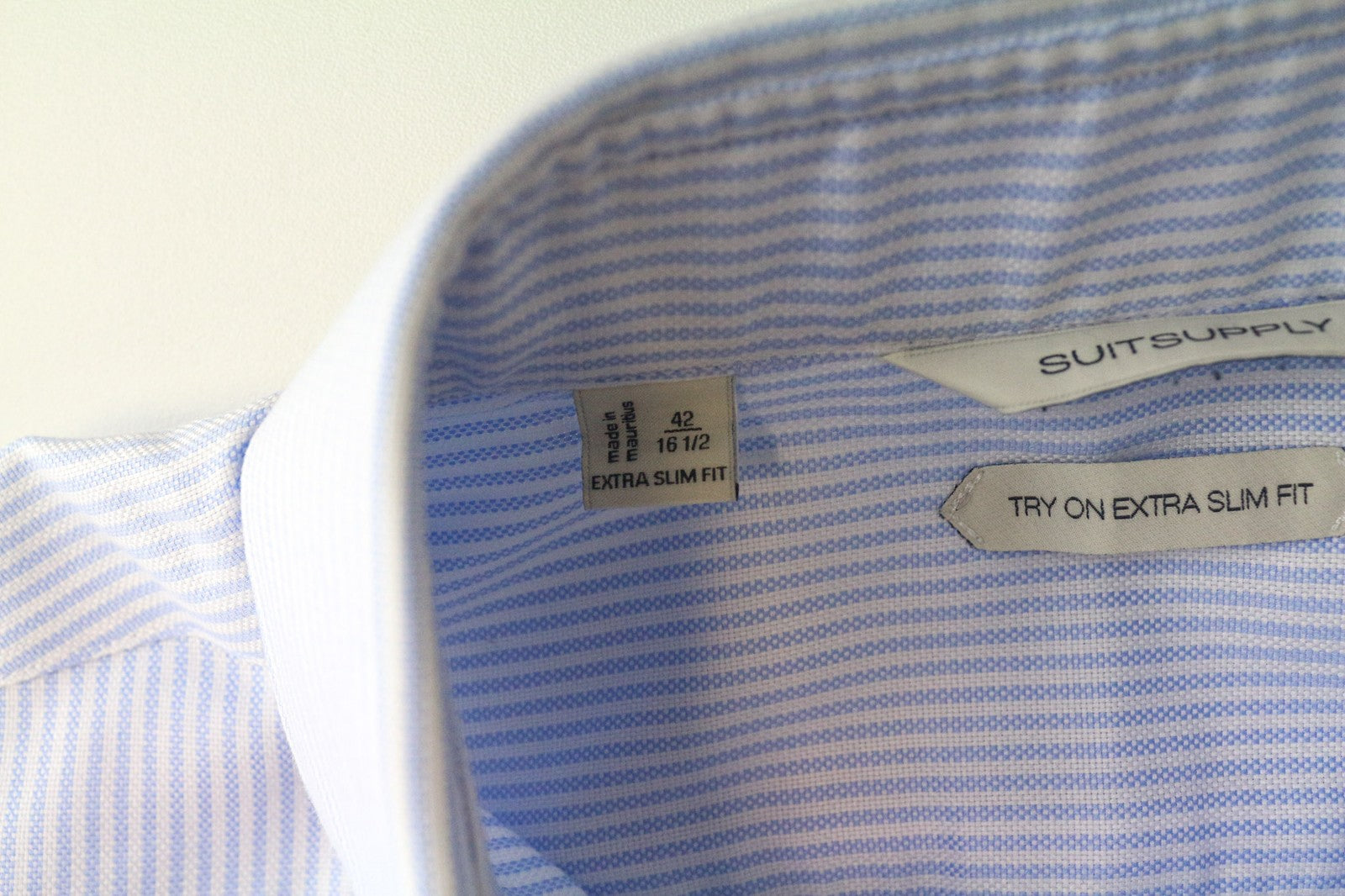 SUITSUPPLY Try On Extra Slim Fit Men Formal Shirt 42 / 16 1/2 Blue Pinstripe