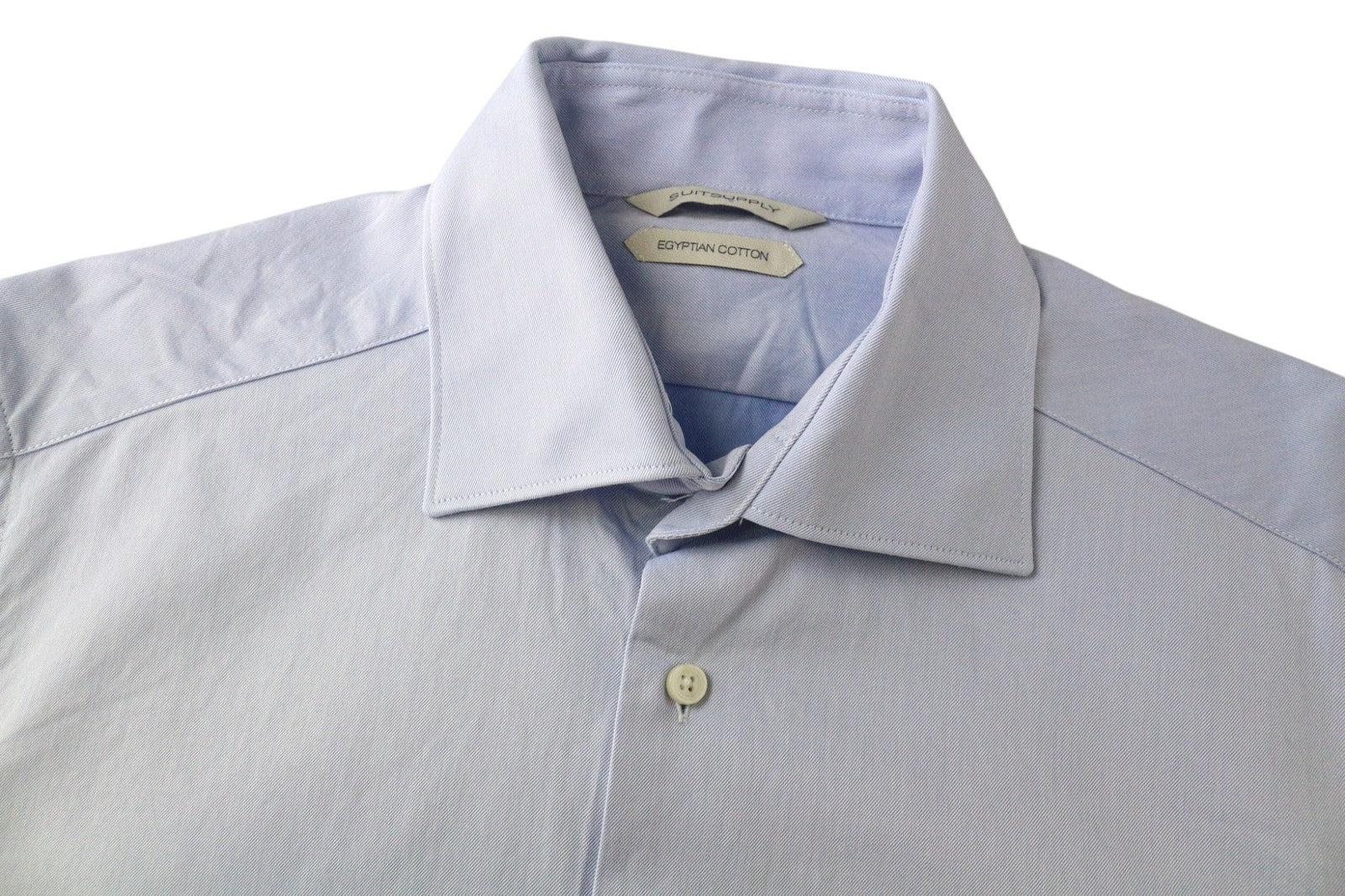 SUITSUPPLY Egyptian Cotton Men Formal Shirt 39-7 / 15 1/2L Blue Slim Fit Cutaway