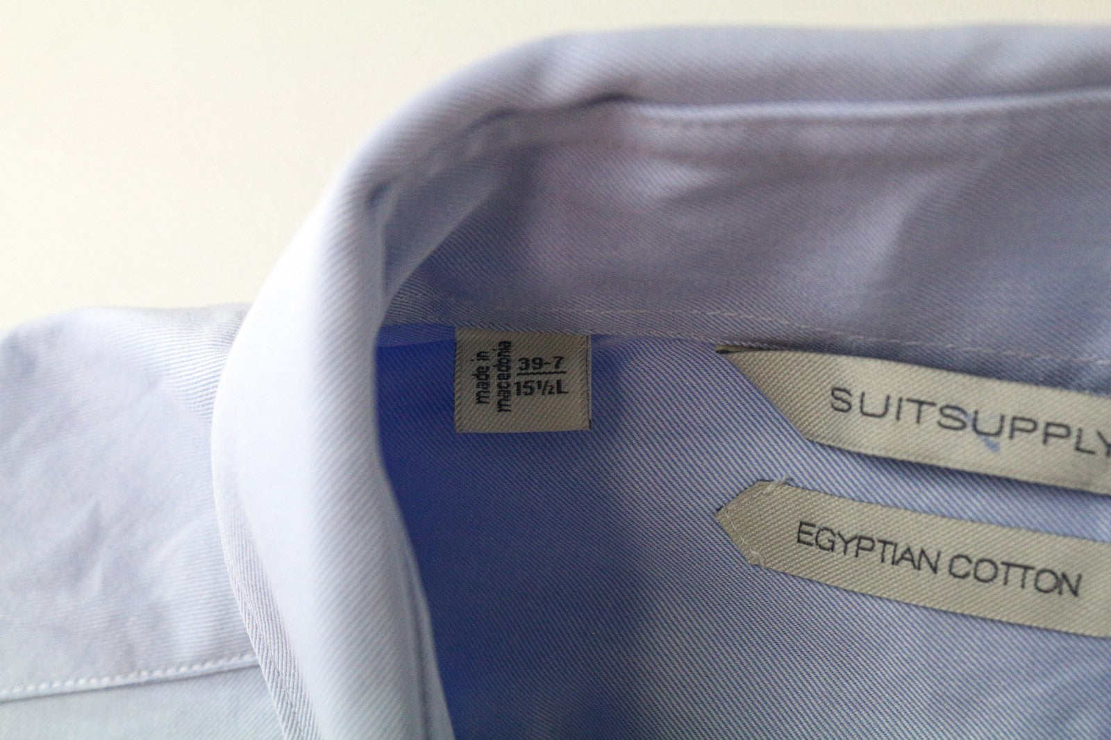 SUITSUPPLY Egyptian Cotton Men Formal Shirt 39-7 / 15 1/2L Blue Slim Fit Cutaway