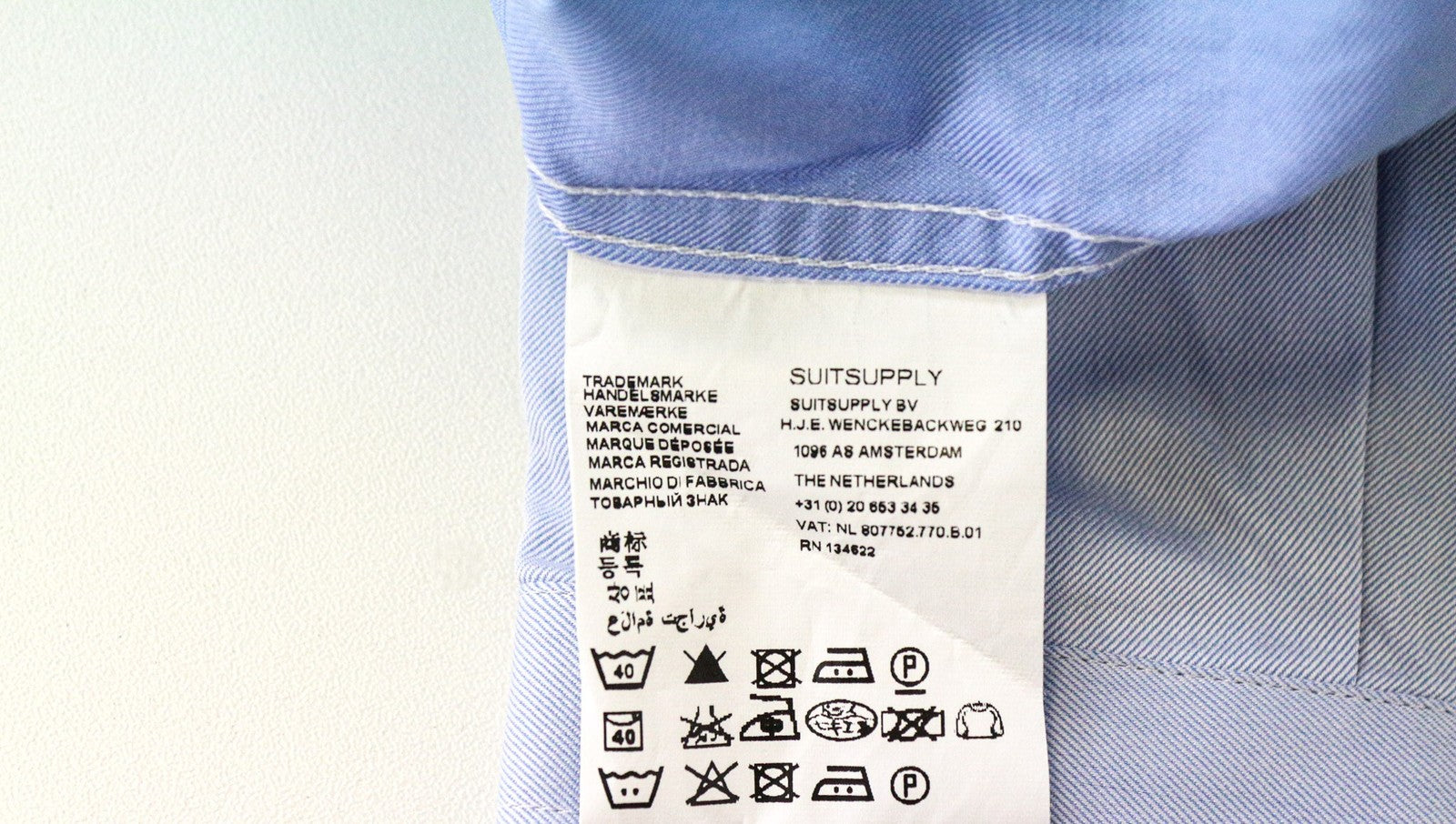 SUITSUPPLY Egyptian Cotton Men Formal Shirt 39-7 / 15 1/2L Blue Slim Fit Cutaway