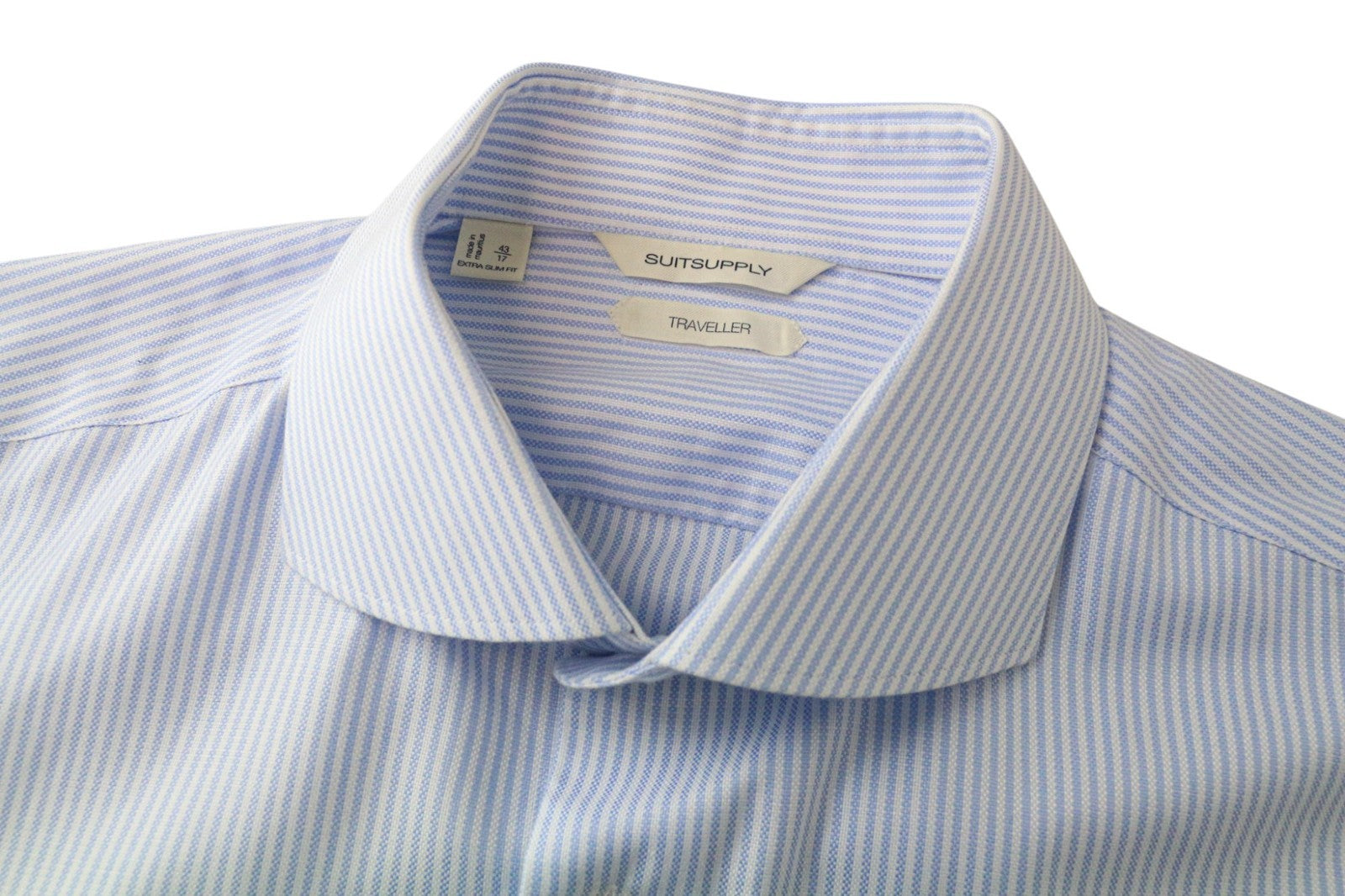 SUITSUPPLY Traveller Men's Formal Shirt 43/17 Extra Slim Classic Blue Cotton