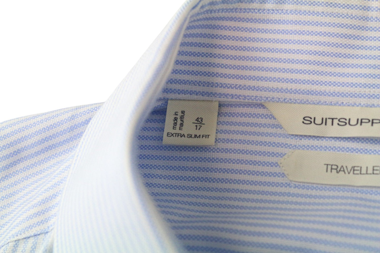 SUITSUPPLY Traveller Men's Formal Shirt 43/17 Extra Slim Classic Blue Cotton