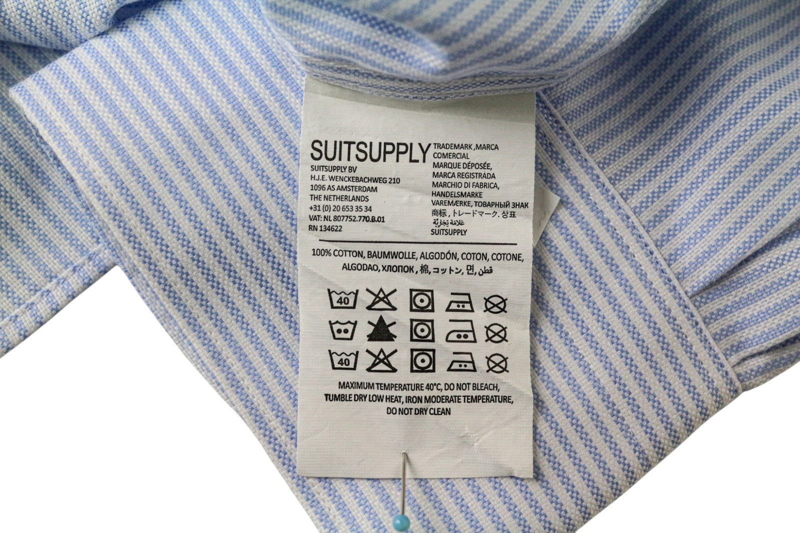 SUITSUPPLY Traveller Men's Formal Shirt 43/17 Extra Slim Classic Blue Cotton