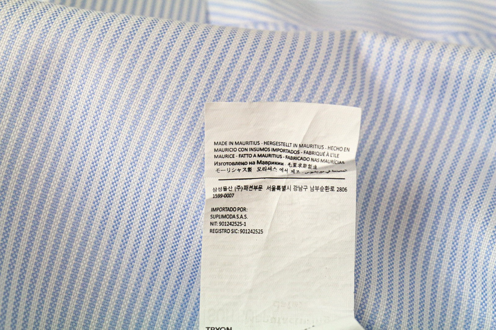 SUITSUPPLY Men's Formal Shirt 40/15.75 Extra Slim Blue Cotton Striped