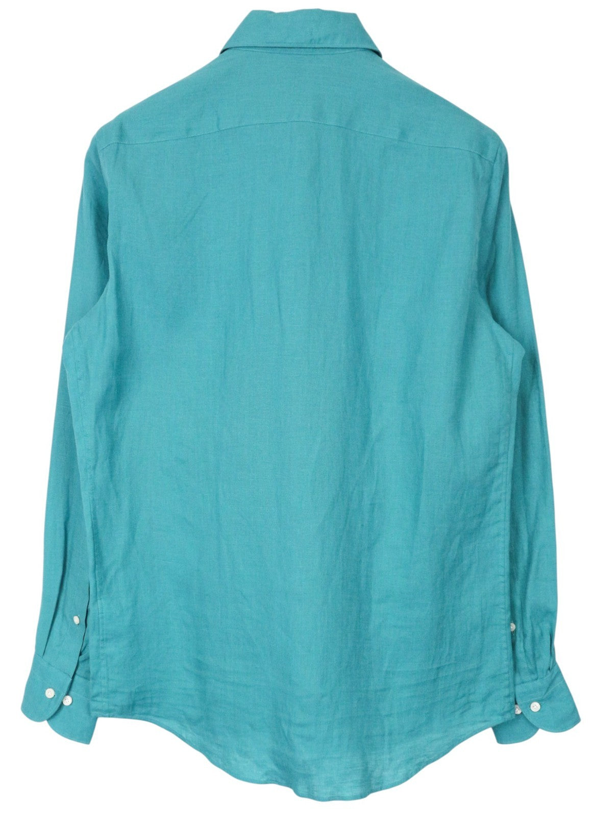 SUITSUPPLY Men's Formal Shirt 37/38/14.5/15 Slim Aqua Blue Linen Button