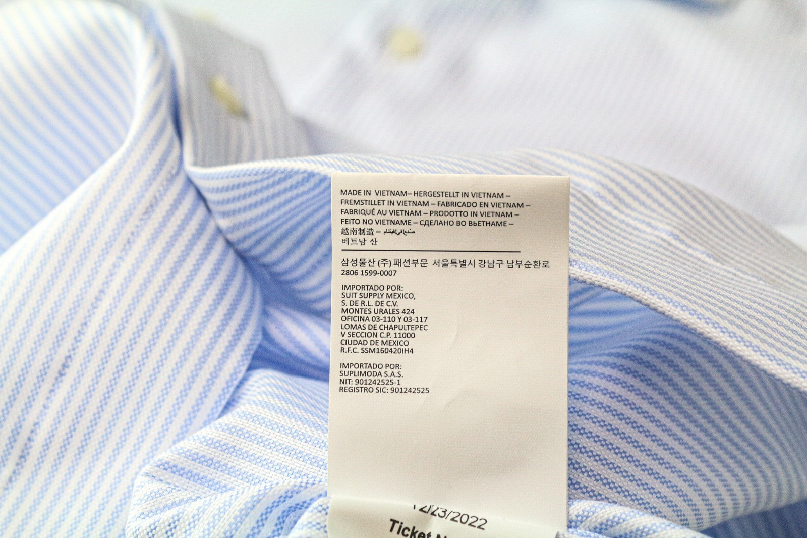 SUITSUPPLY Traveller Men's Formal Shirt 39 Extra Slim Blue Cotton Striped