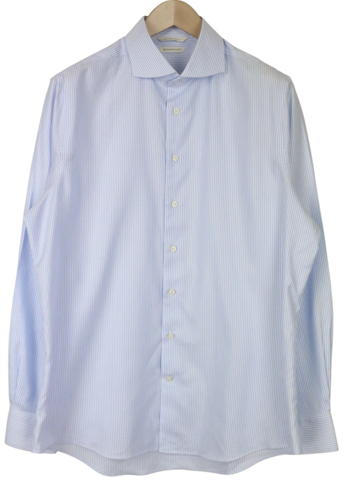 SUITSUPPLY Men's Formal Shirt 43/17 Extra Slim Blue Pure Cotton Button-Up Formal