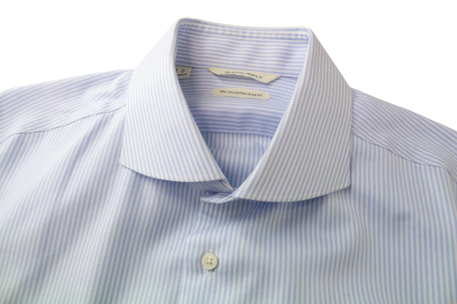 SUITSUPPLY Men's Formal Shirt 43/17 Extra Slim Blue Pure Cotton Button-Up Formal