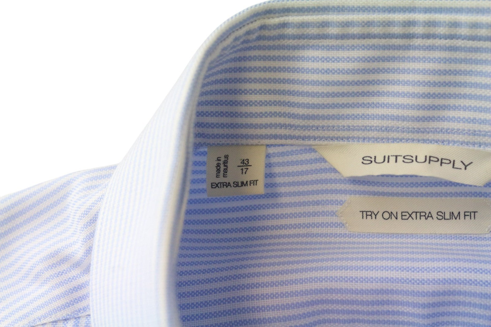 SUITSUPPLY Men's Formal Shirt 43/17 Extra Slim Blue Pure Cotton Button-Up Formal