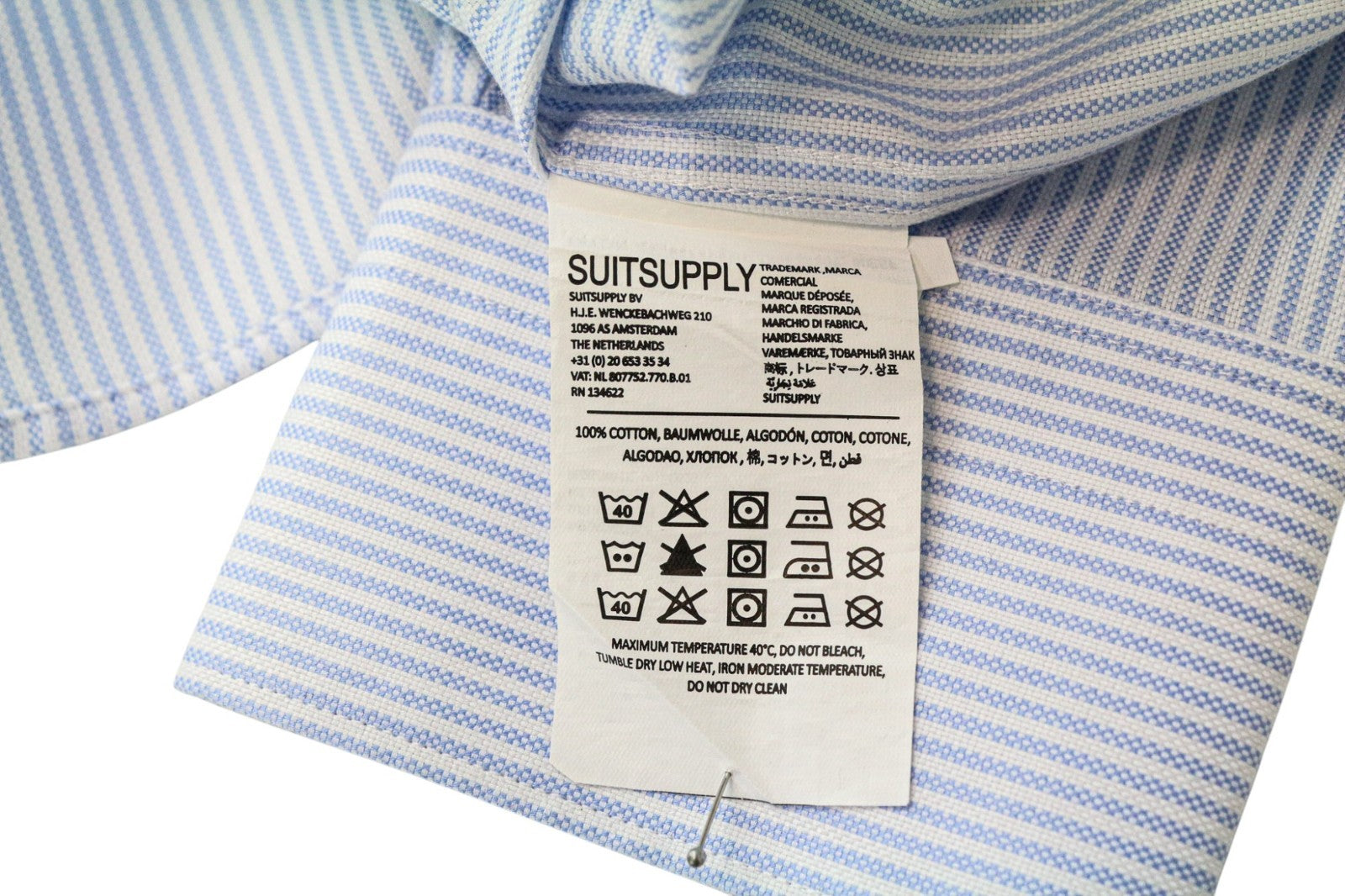 SUITSUPPLY Men's Formal Shirt 43/17 Extra Slim Blue Pure Cotton Button-Up Formal