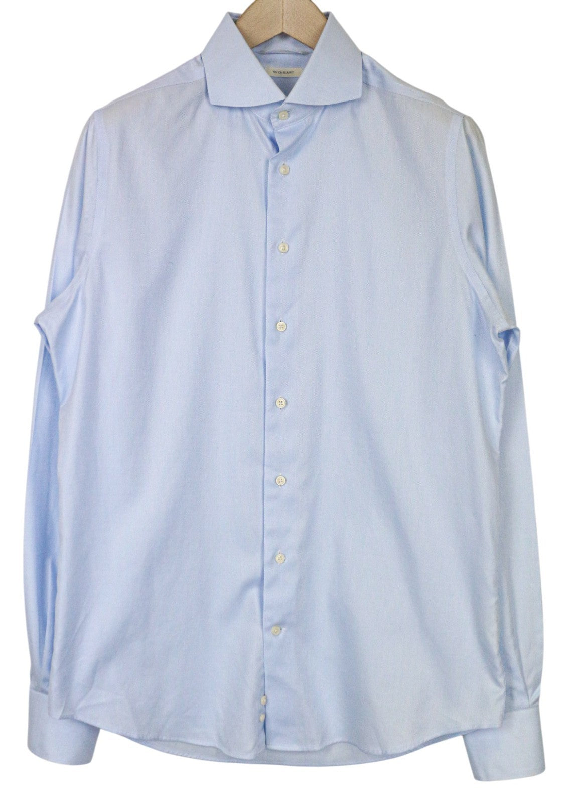 SUITSUPPLY Men's Formal Shirt 40L/15.75L Slim Fit Pure Cotton Blue Oxford Try On