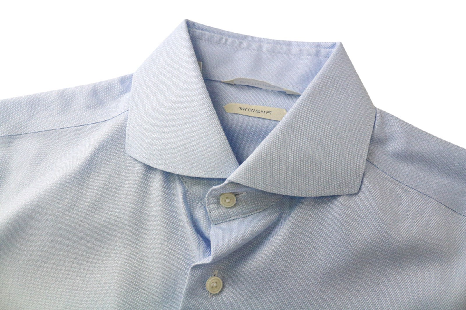 SUITSUPPLY Men's Formal Shirt 40L/15.75L Slim Fit Pure Cotton Blue Oxford Try On