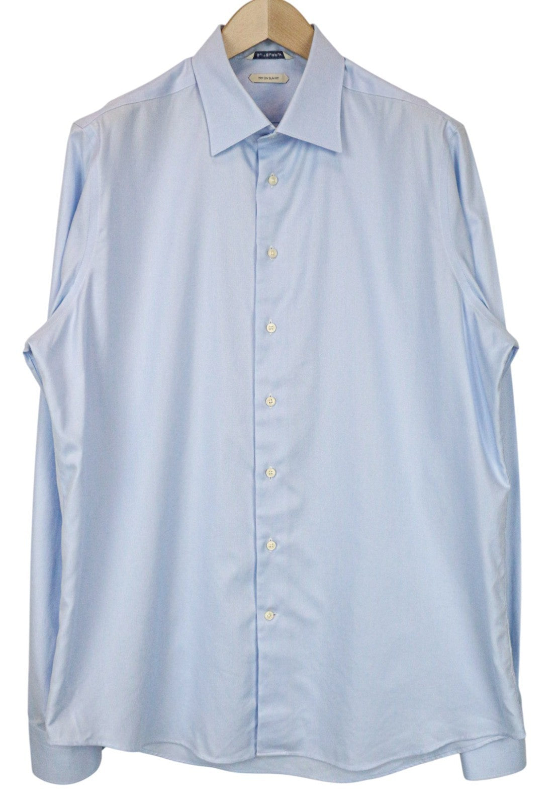 SUITSUPPLY Men's Formal Shirt 44L/17.5L Slim Fit Oxford Blue Cotton Pure Try On