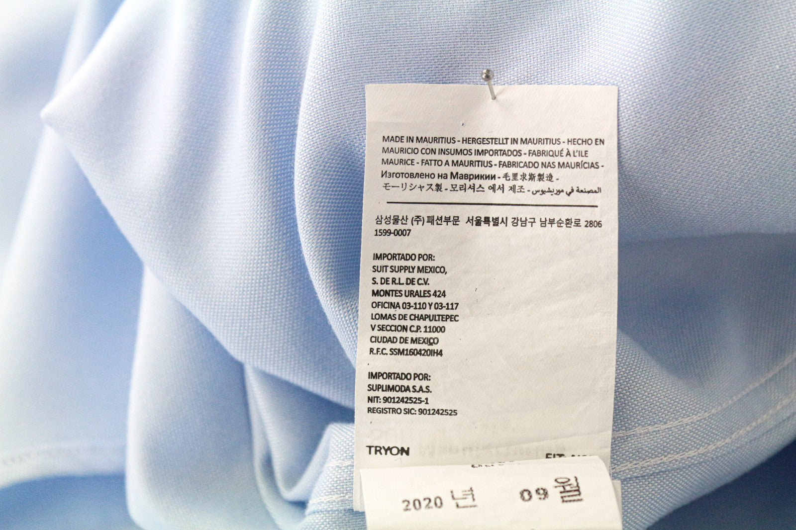 SUITSUPPLY Men's Formal Shirt 44L/17.5L Slim Fit Oxford Blue Cotton Pure Try On