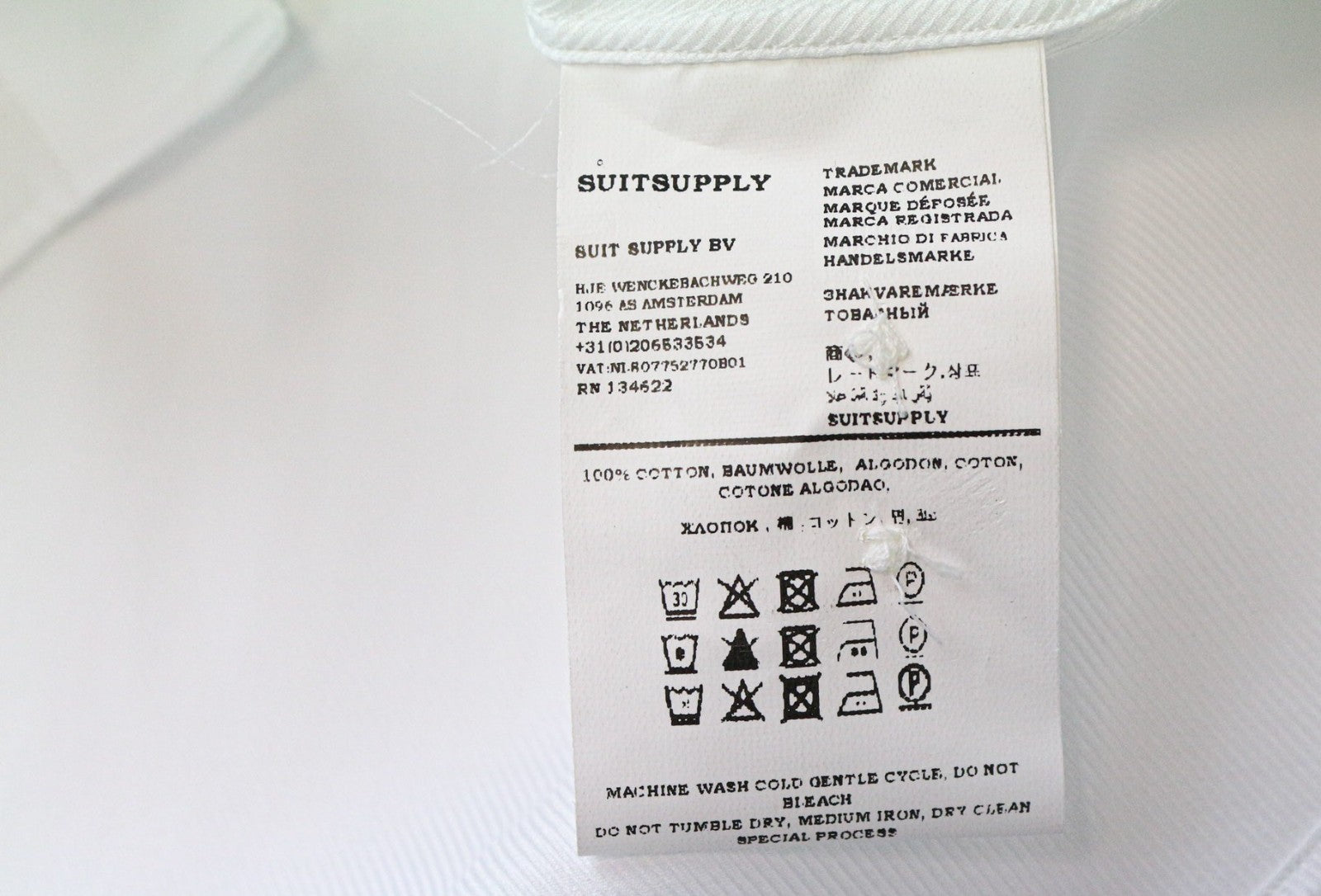 SUITSUPPLY Men's Formal Shirt XS Extra Slim White Cotton Long Sleeve Slim Fit