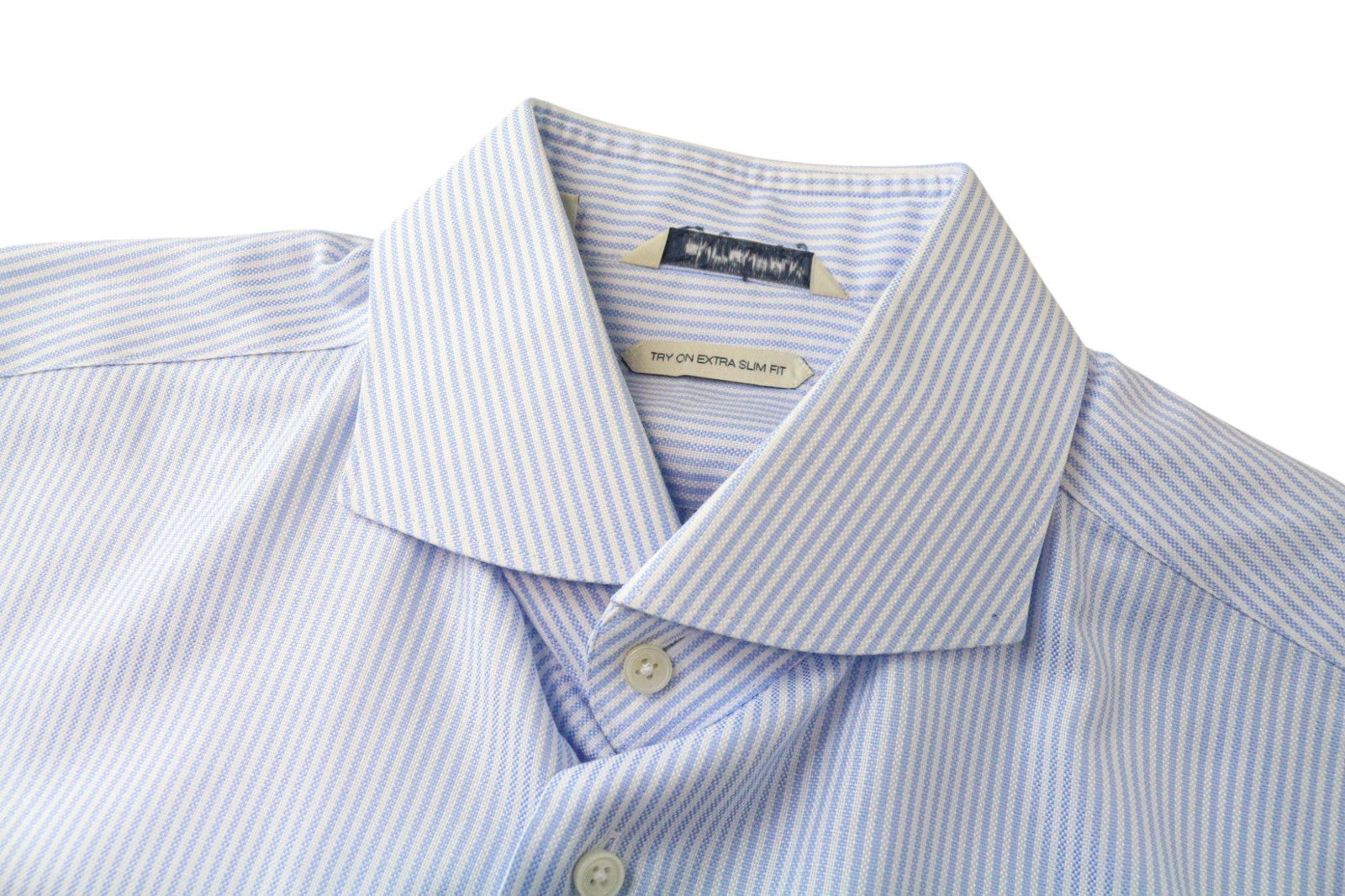 SUITSUPPLY Men's Formal Shirt 42/16.5 Extra Slim Pure Cotton Blue Stripe Formal