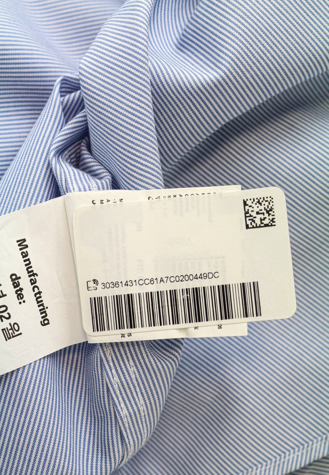 SUITSUPPLY Men's Formal Shirt 40/15.75 Extra Slim Cotton Blue Stripe Patterned