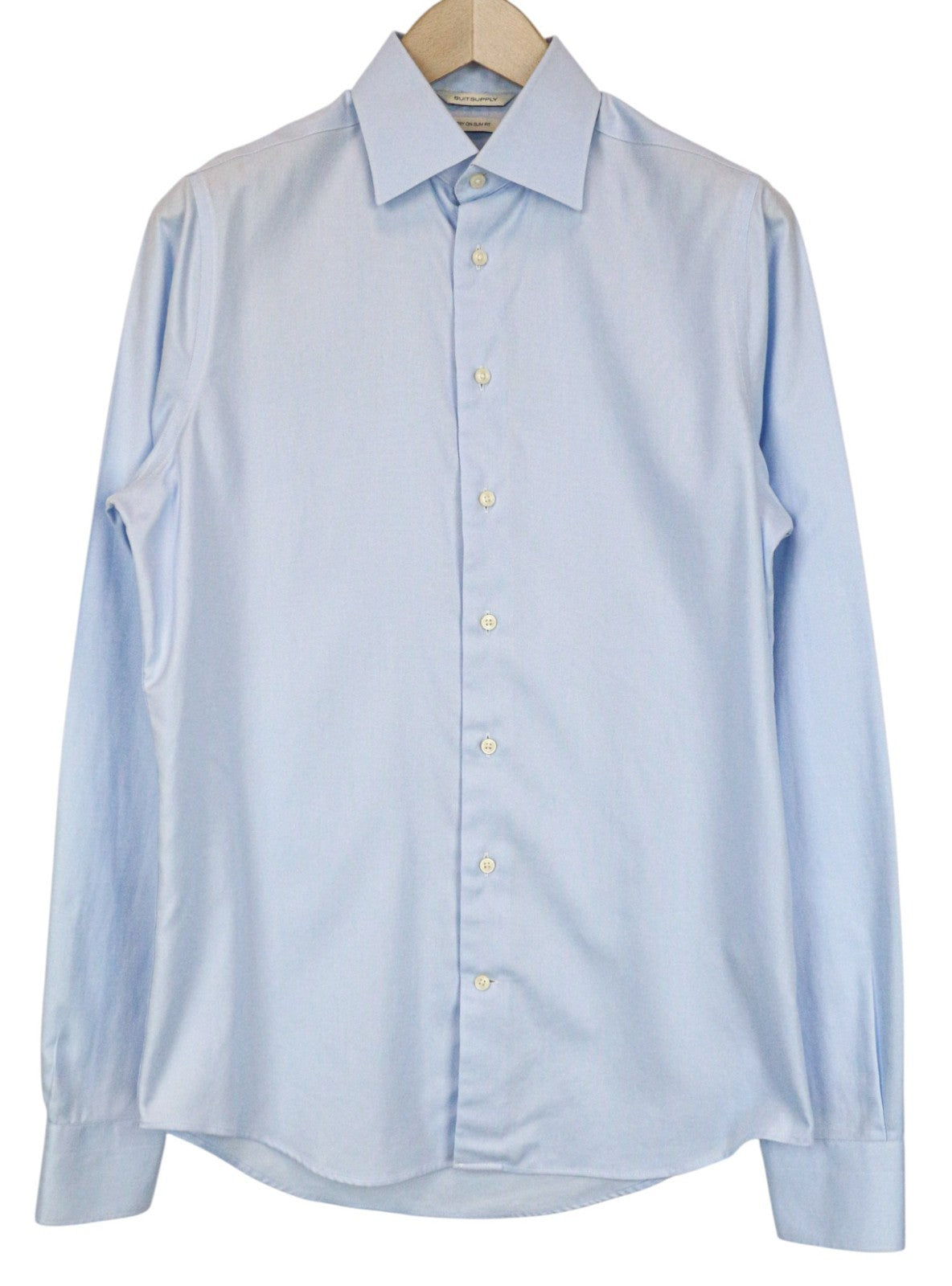 SUITSUPPLY Men's Formal Shirt 38L/15L Slim Blue Cotton Spread Collar Pure Cotton