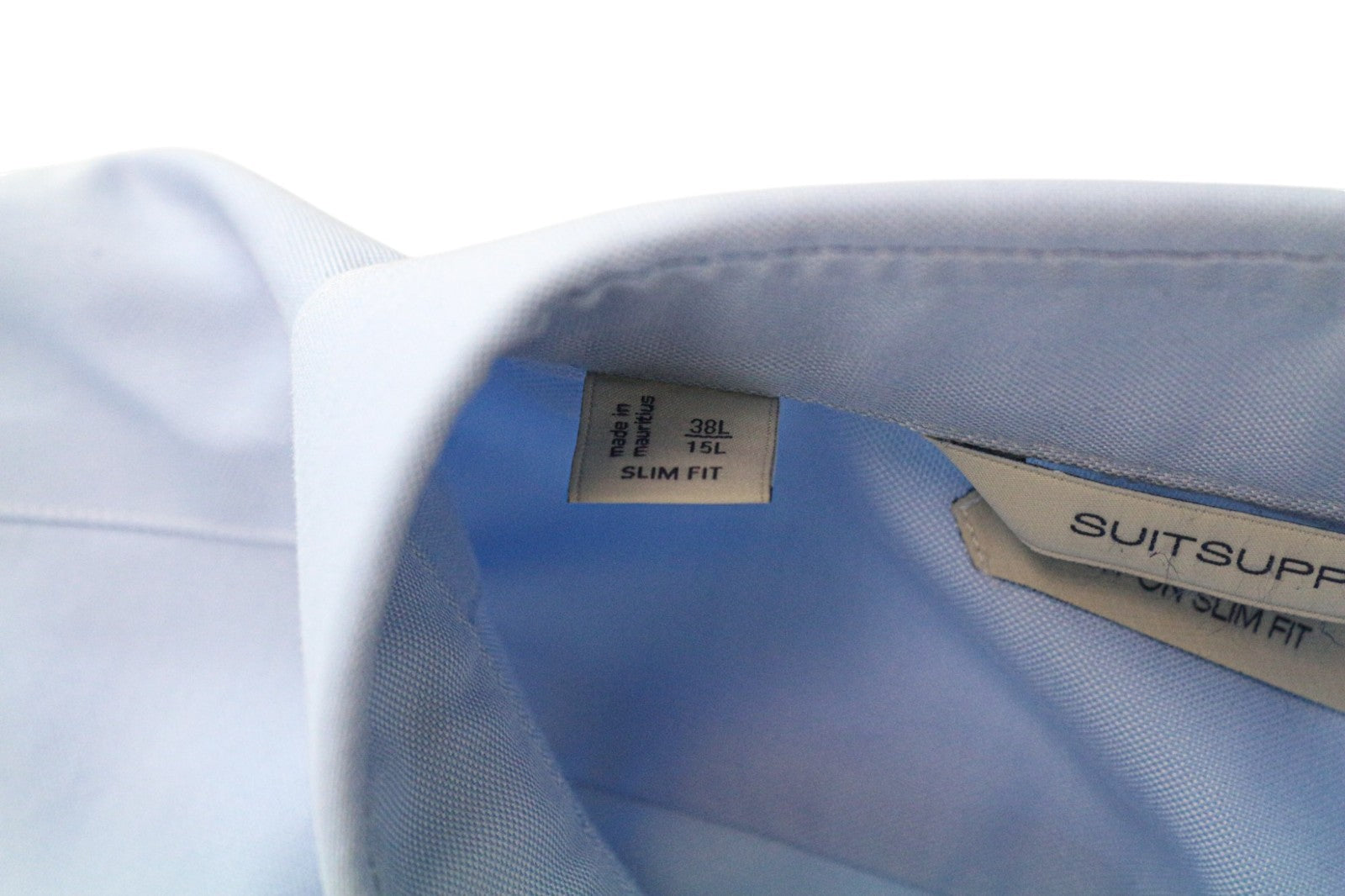 SUITSUPPLY Men's Formal Shirt 38L/15L Slim Blue Cotton Spread Collar Pure Cotton