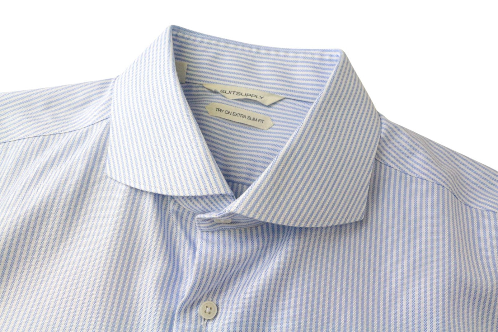 SUITSUPPLY Men's Formal Shirt 42/16.5 Extra Slim Pure Cotton Blue  Long Sleeve