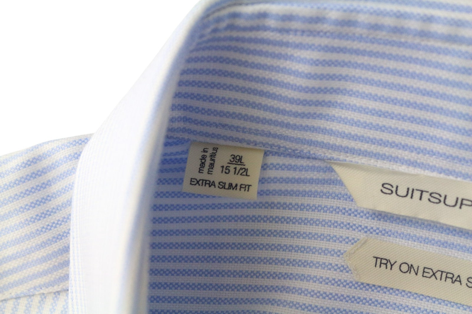 SUITSUPPLY Men's Formal Shirt 39L/15.5L Extra Slim Cotton  Stripe Long Sleeve