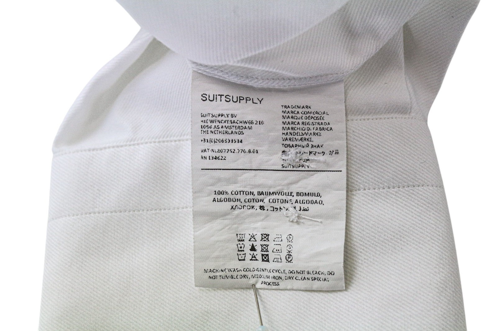 SUITSUPPLY Men's Formal Shirt S Extra Slim White Cotton Classic Pure Long Sleeve