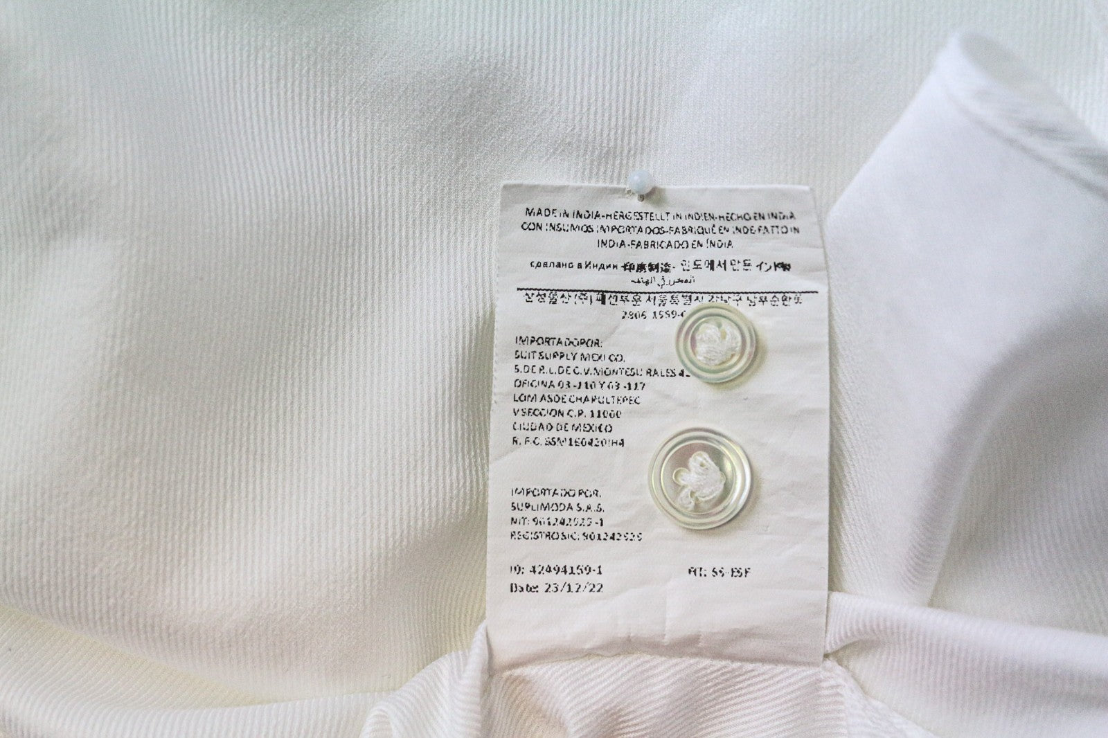 SUITSUPPLY Men's Formal Shirt S Extra Slim White Cotton Classic Pure Long Sleeve