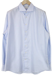 SUITSUPPLY Men's Formal Shirt 43/17 Extra Slim Fit Blue Cotton Stripe Cutaway