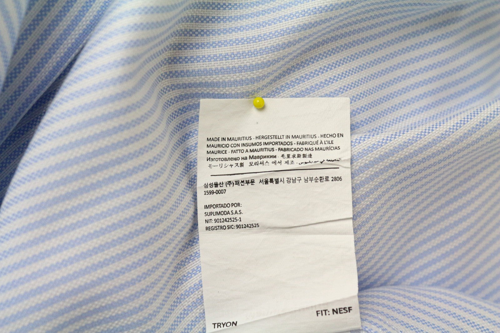 SUITSUPPLY Men's Formal Shirt 40/15.75 Extra Slim Blue Cotton Striped Formal