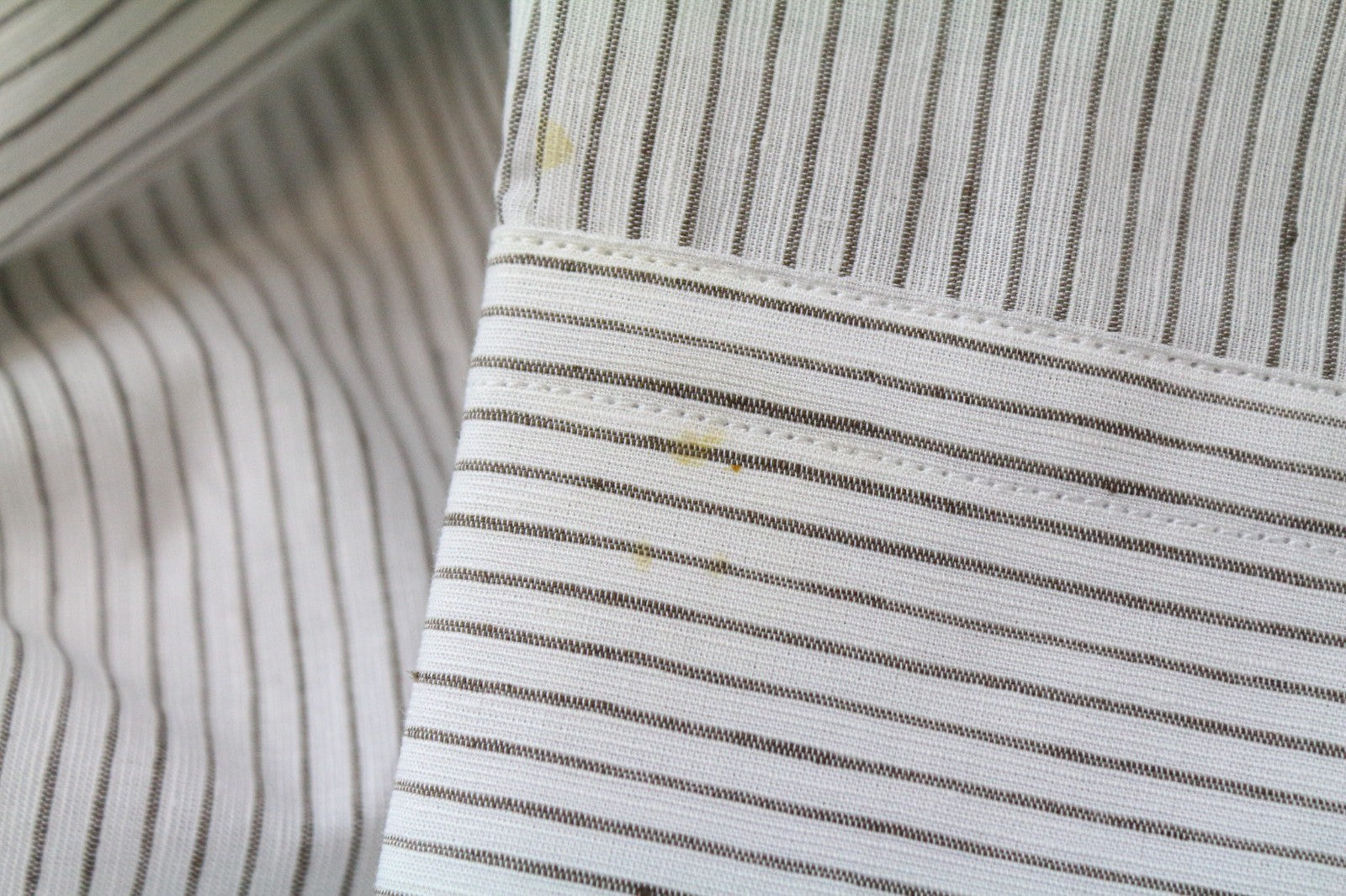 SUITSUPPLY Men's Formal Shirt XS White Cotton Linen Stripe Patterned Long Sleeve