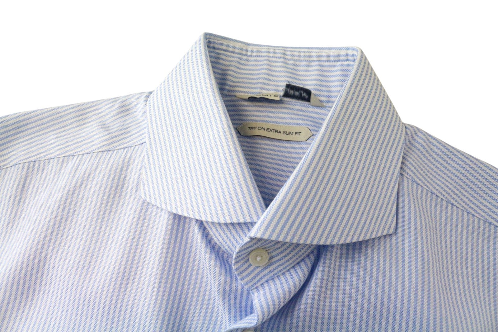 SUITSUPPLY Men's Formal Shirt 39L/15 1/2L Extra Slim Blue Pure Cotton Stripe