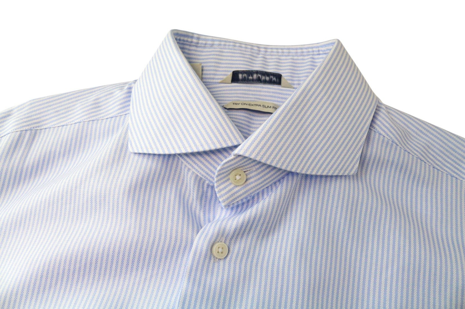 SUITSUPPLY Men's Formal Shirt 41/16 Extra Slim Blue Striped Pure Cotton Try On