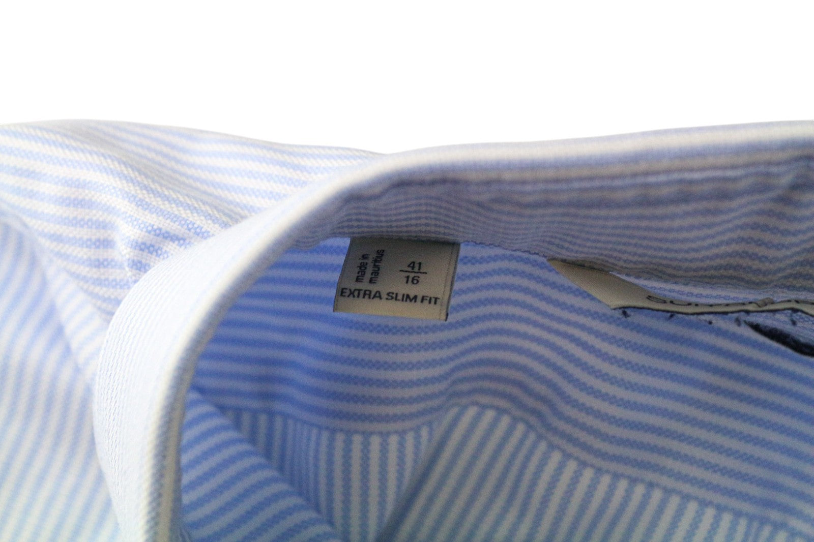 SUITSUPPLY Men's Formal Shirt 41/16 Extra Slim Blue Striped Pure Cotton Try On