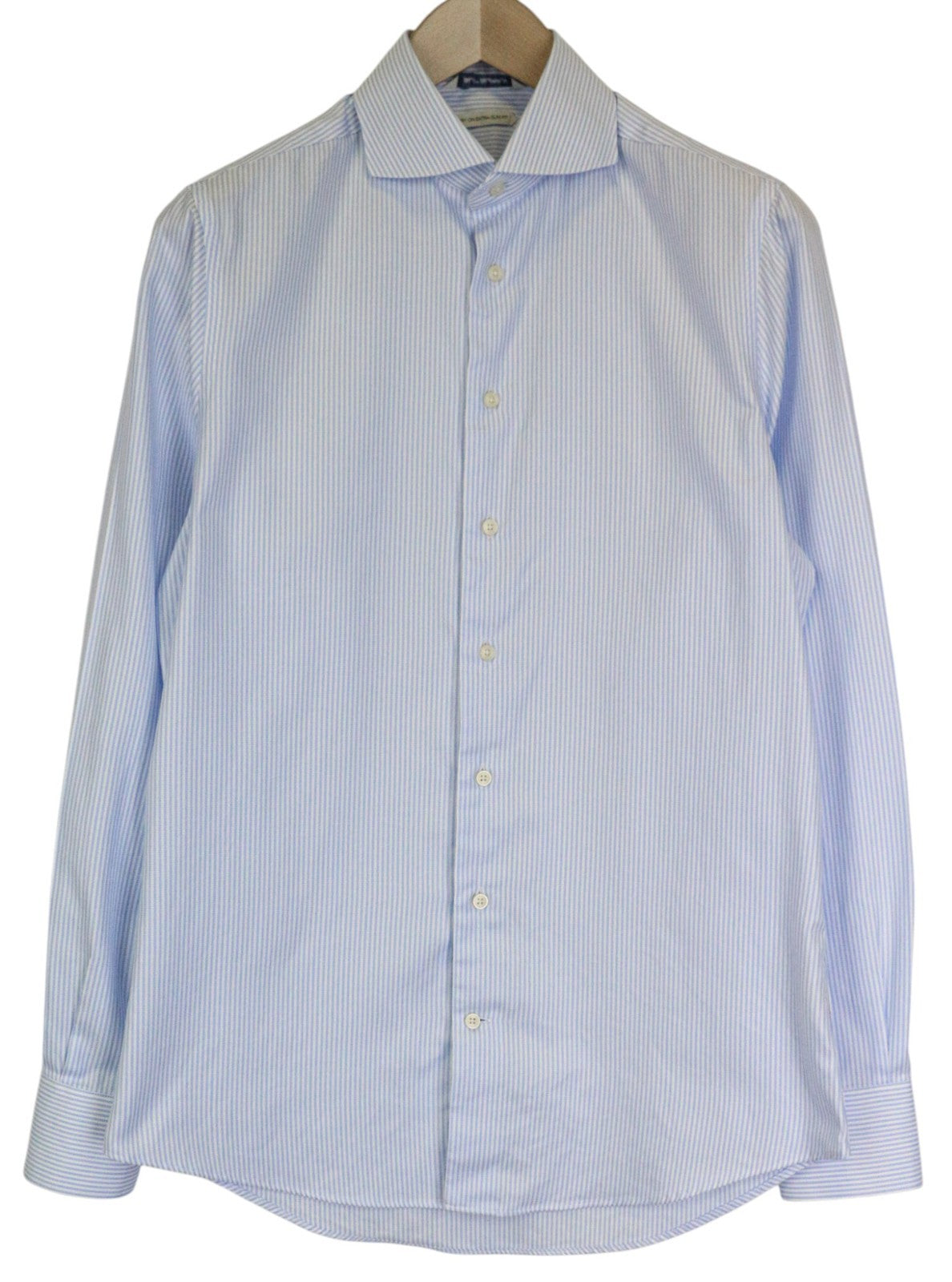 SUITSUPPLY Men's Formal Shirt 39/15 1/2 Extra Slim Blue Cotton Twill Cutaway