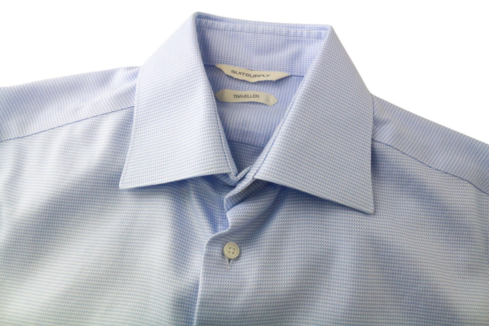 SUITSUPPLY Traveller Men's Formal Shirt 37/14 1/2 Slim Blue Cotton Twill