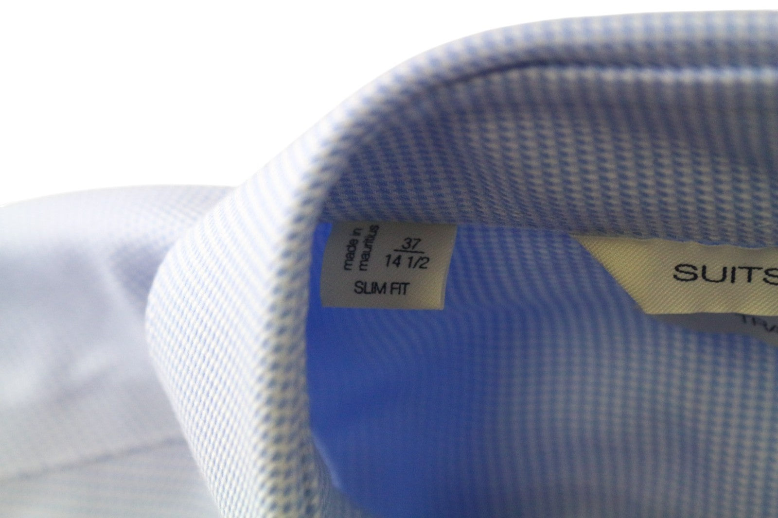 SUITSUPPLY Traveller Men's Formal Shirt 37/14 1/2 Slim Blue Cotton Twill