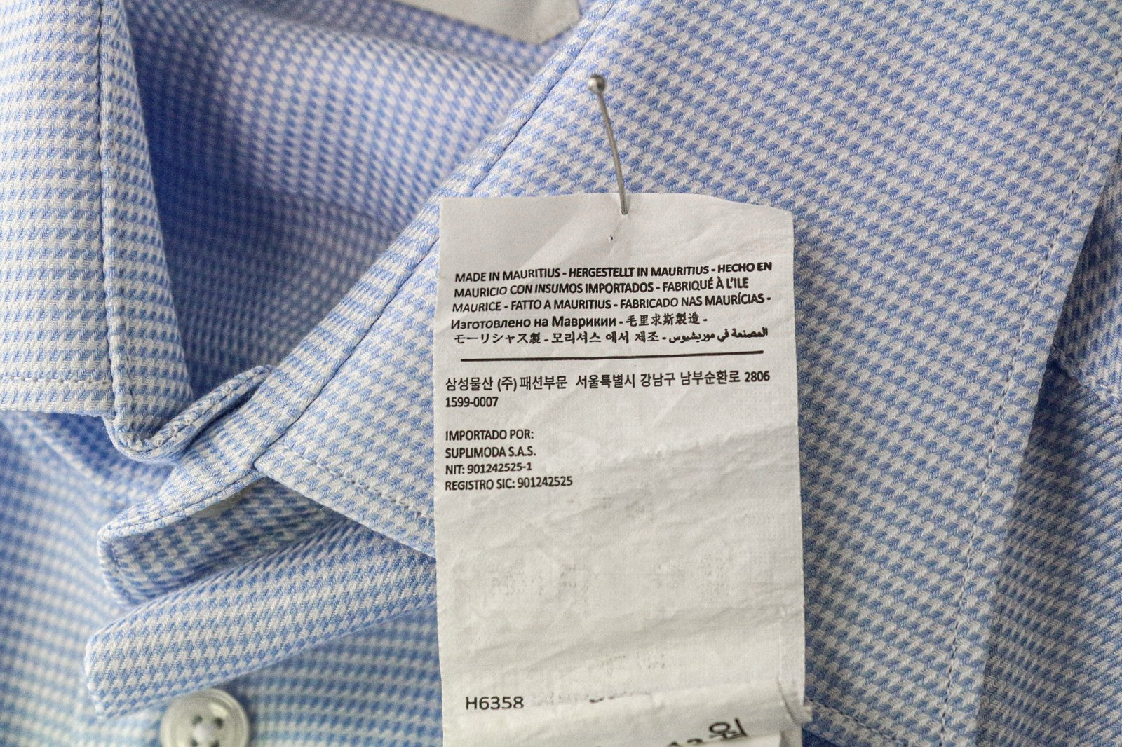 SUITSUPPLY Traveller Men's Formal Shirt 37/14 1/2 Slim Blue Cotton Twill